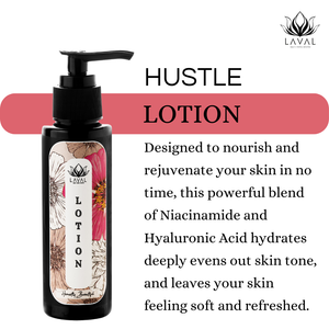 
                  
                    Hustle moisturizing body lotion Niacinamide & hyaluronic acid | 24Hr Moisturization for all skin type
                  
                