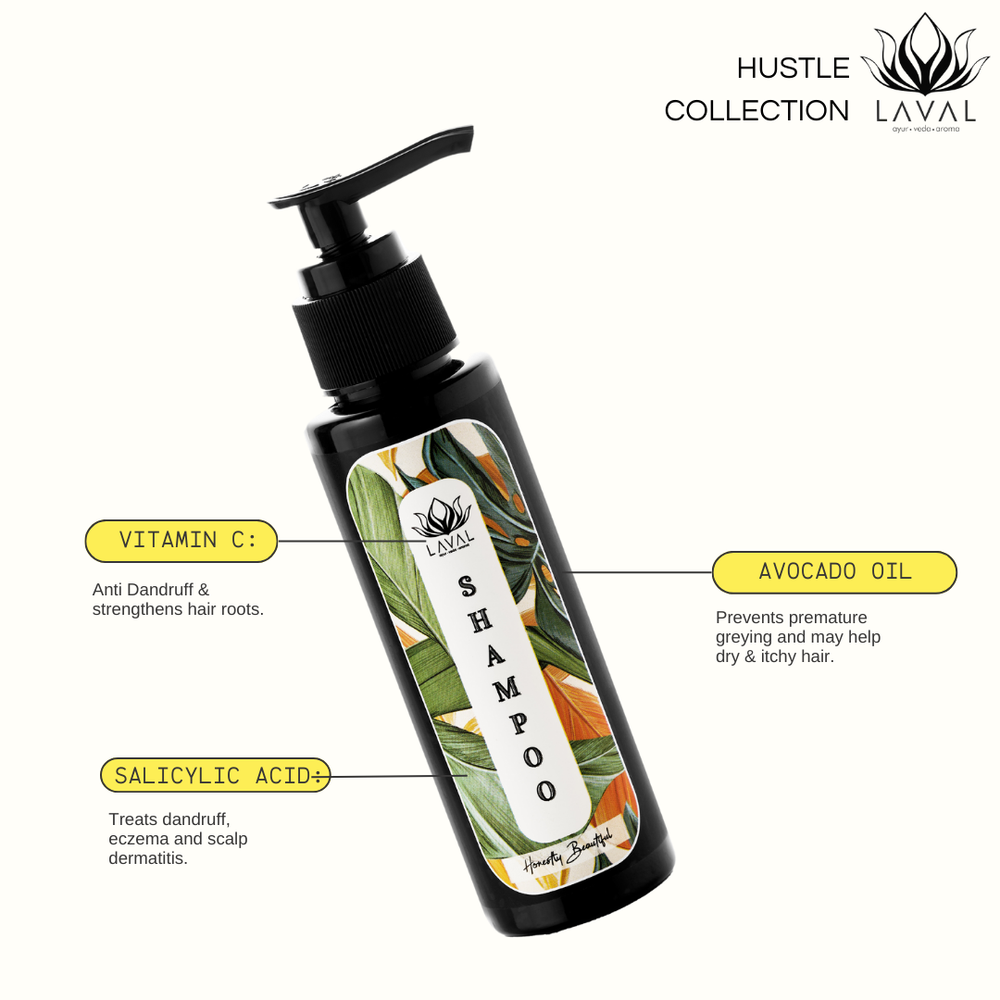 
                  
                    key ingredients of laval hustle collection shampoo are vitamin C, avocado oil, salicylic acid.
                  
                