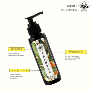 
                  
                    key ingredients of laval hustle collection shampoo are vitamin C, avocado oil, salicylic acid.
                  
                