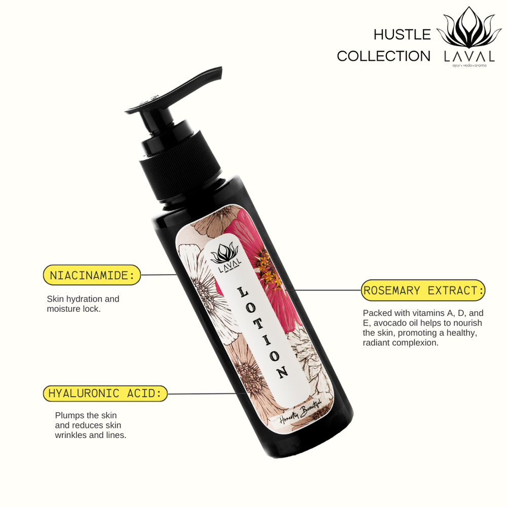 
                  
                    Hustle moisturizing body lotion Niacinamide & hyaluronic acid | 24Hr Moisturization for all skin type
                  
                