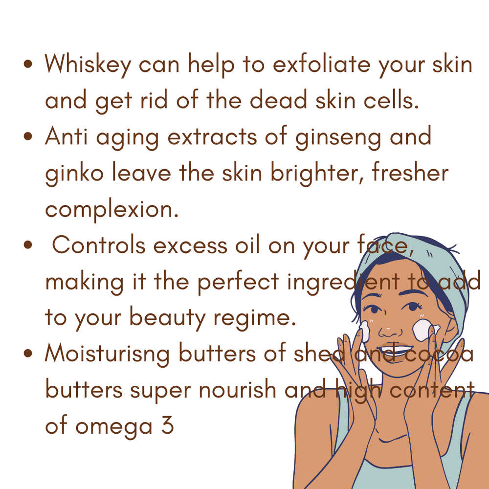 
                  
                    Whiskey antiaging lotion | vit B1 & B3 reduces wrinkles on skin
                  
                